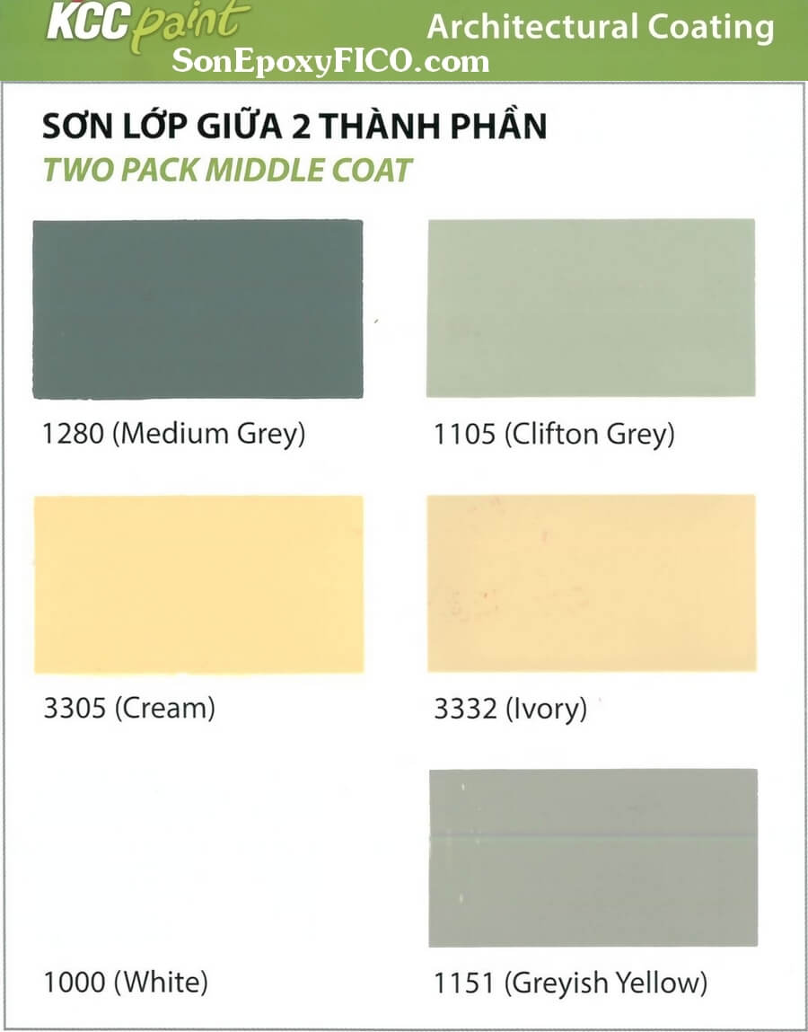 Bảng màu sơn lớp giữa 2 thành phần