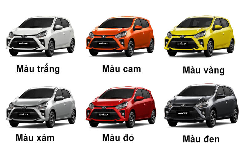 Toyota Wigo 2023 có 6 màu sơn